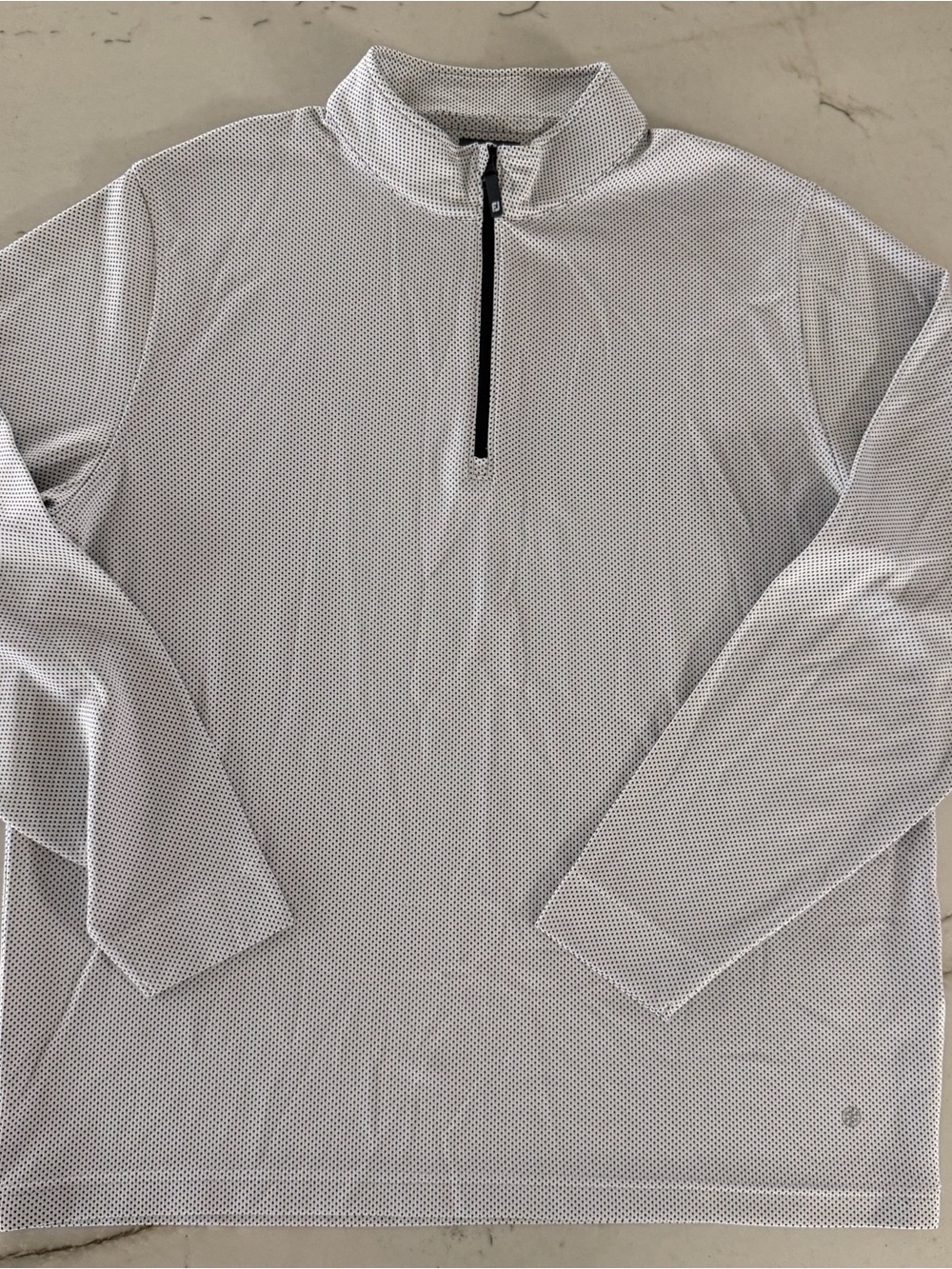FootJoy ThermoSeries Pullover Mens XL White Navy Micro Dot Quarter Zip Golf